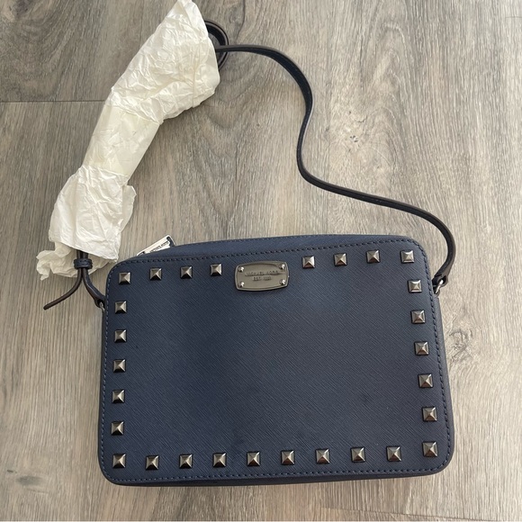 Michael Kors Sandrine Stud Leather Crossbody Bag - Picture 2 of 6